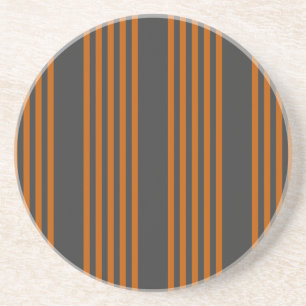 Burnt orange and charcoal five stripe pattern coaster