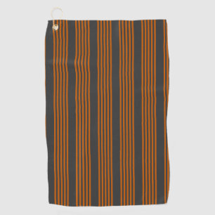 Burnt orange and charcoal five stripe pattern golf towel