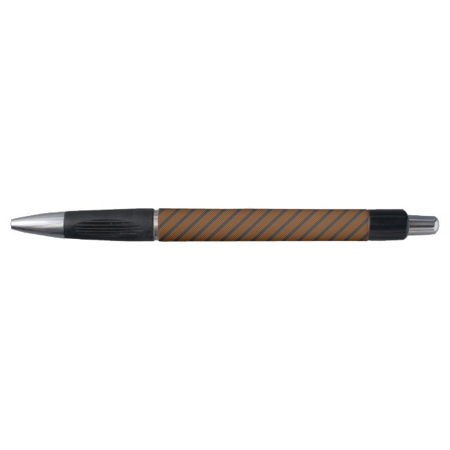 Burnt orange and charcoal five stripe pattern pen (Front)