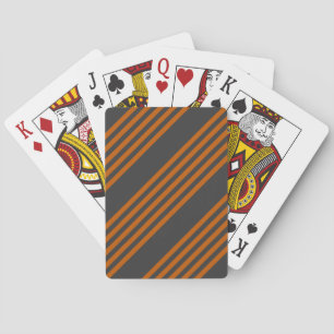 Burnt orange and charcoal five stripe pattern playing cards