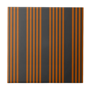 Burnt orange and charcoal five stripe pattern tile