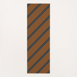 Burnt orange and charcoal five stripe pattern yoga mat