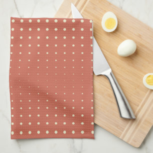 Burnt Orange and Cream Cascading Stripes of Dots Kitchen Towel