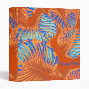 Burnt Orange and Electric Blue Tropical Leaves Binder