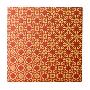 burnt orange and gold pattern tile