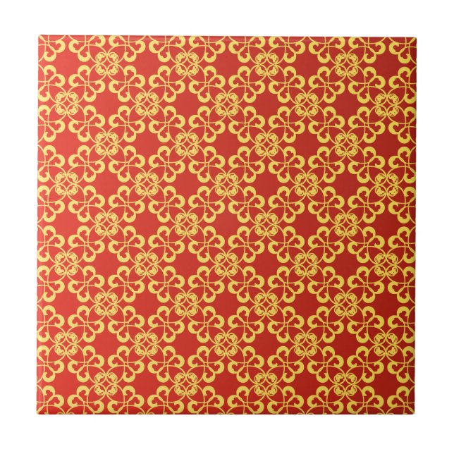 burnt orange and gold pattern tile (Front)