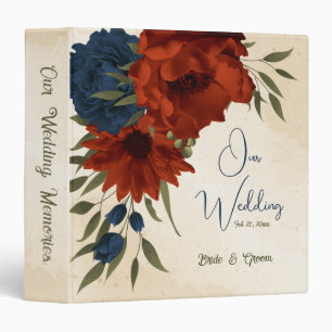 burnt orange and navy blue floral photo album binder