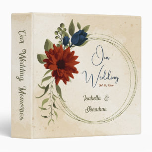 burnt orange and navy blue floral photo album binder