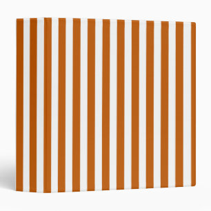 Burnt orange and white candy stripes binder
