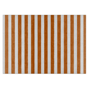 Burnt orange and white candy stripes cutting board