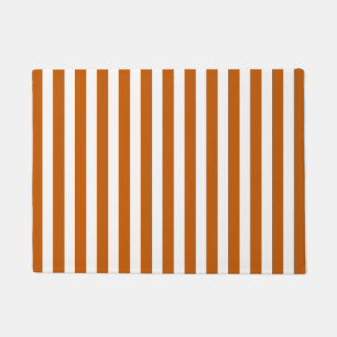 Burnt orange and white candy stripes doormat