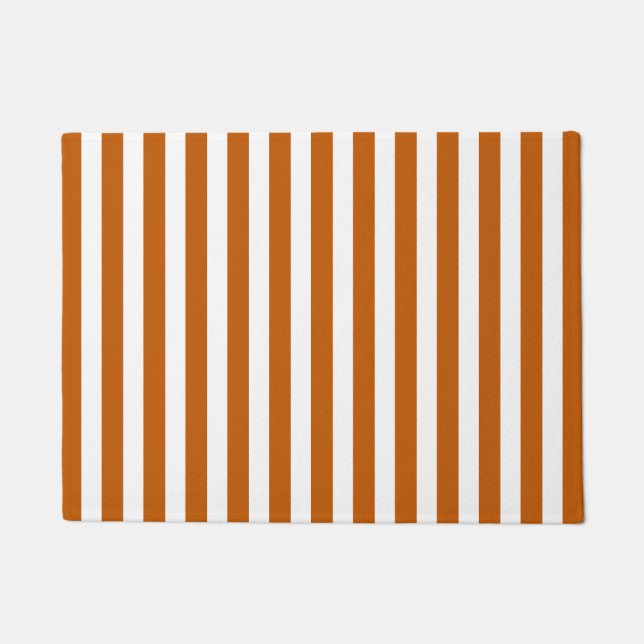 Burnt orange and white candy stripes doormat (Front)