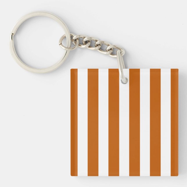Burnt orange and white candy stripes keychain (Front)