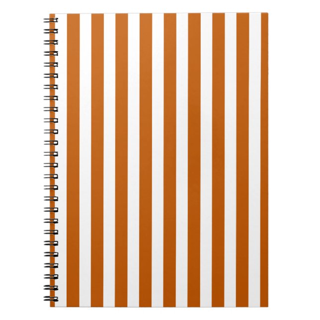 Burnt orange and white candy stripes notebook (Front)