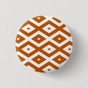 Burnt orange and white diamond pattern 1 inch round button
