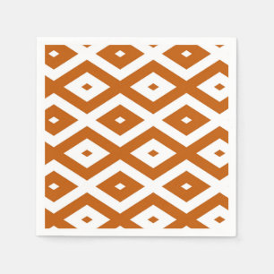 Burnt orange and white diamond pattern napkin