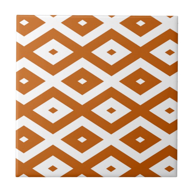Burnt orange and white diamond pattern tile (Front)