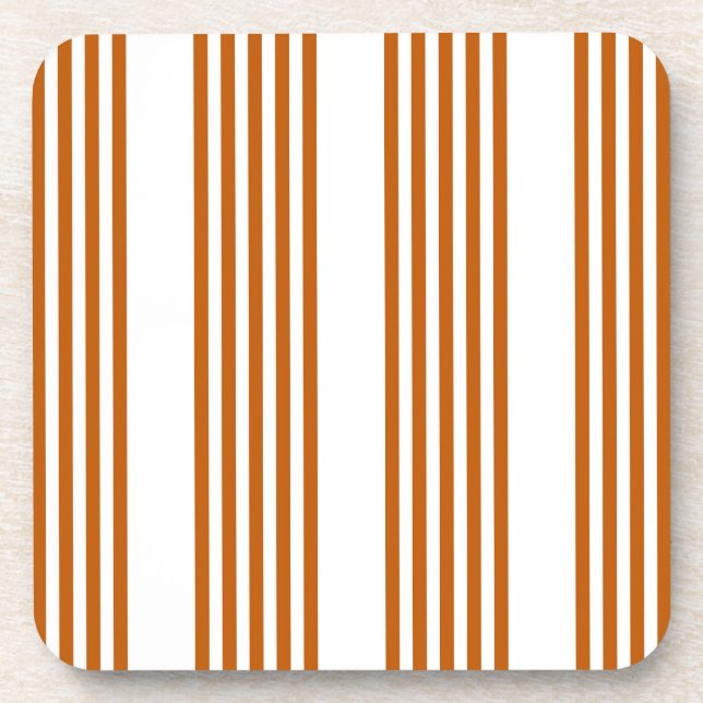 Burnt orange and white five stripe pattern coaster (Front)