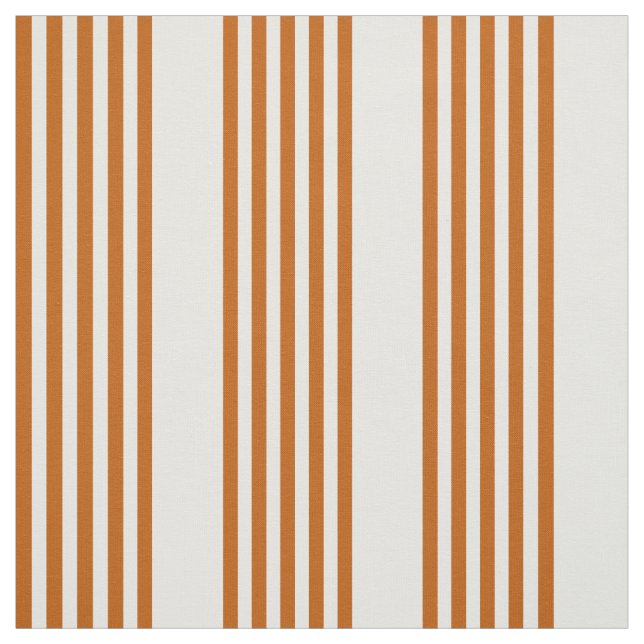 Burnt orange and white five stripe pattern fabric (Swatch)