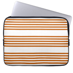 Burnt orange and white five stripe pattern laptop sleeve