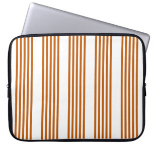 Burnt orange and white five stripe pattern laptop sleeve