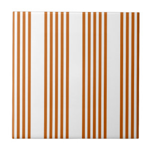 Burnt orange and white five stripe pattern tile