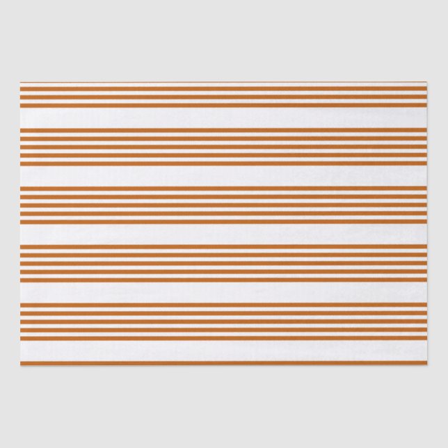 Burnt orange and white five stripe pattern tissue paper (Front)
