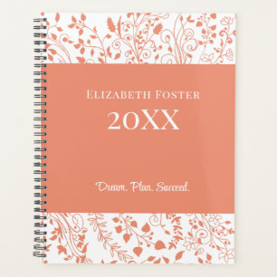 Burnt Orange and White Floral Custom Planner