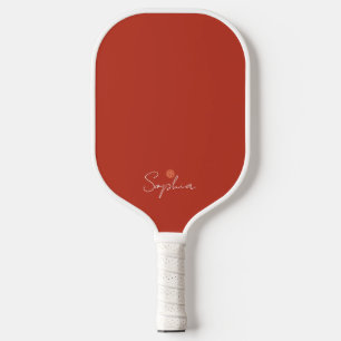 Burnt Orange and White Modern Handwritten Monogram Pickleball Paddle