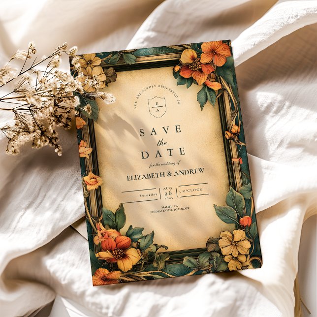 Burnt Orange Art Nouveau Wedding Save The Date (Creator Uploaded)