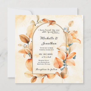 Burnt Orange Autumn All in One Christian Wedding Invitation