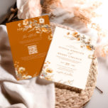 Burnt Orange Autumn Floral Wedding Invitation<br><div class="desc">Fall wedding invitation featuring burnt orange watercolor floral design.</div>