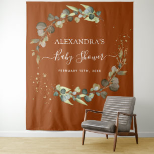 Burnt Orange Baby Shower Photo Booth Backdrop Tapestry