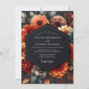 Burnt Orange Baroque Bloom Wedding Invitation