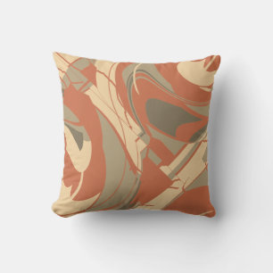 Burnt Orange Beige Taupe Abstract Swirling Mosaic Throw Pillow