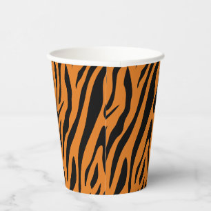 Burnt Orange& Black Tiger Stripes Pattern Paper Cups
