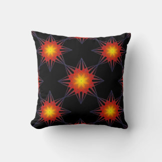 Burnt Orange Black Yellow Star Flower Throw Pillow
