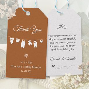 Burnt Orange Boho Elegant Thank You Baby Shower Gift Tags