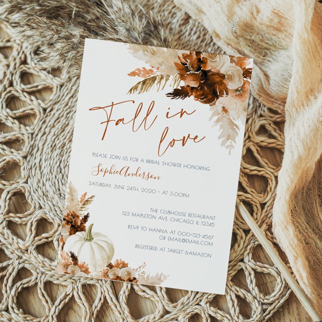 Burnt Orange Boho Fall in Love Bridal Shower Invitation (Creator Uploaded)