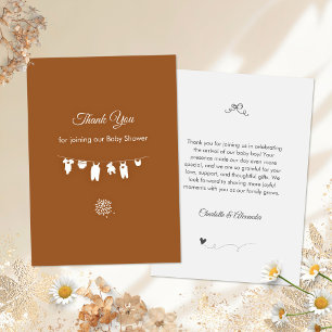 Burnt Orange Boho Minimalist Baby Shower Thank You Card
