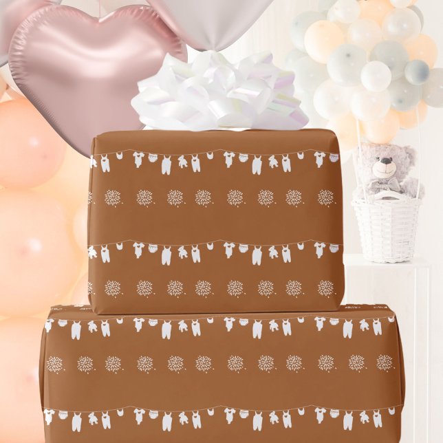 Burnt Orange Boho Minimalist Baby Shower Wrapping Paper (Burnt Orange Boho Minimalist Baby Shower Wrapping Paper ©Susanne Sachers - Sunny Mind 🌞)