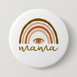 Burnt Orange Boho Rainbow eye 3 Inch Round Button