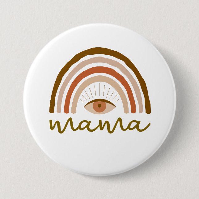 Burnt Orange Boho Rainbow eye  3 Inch Round Button (Front)