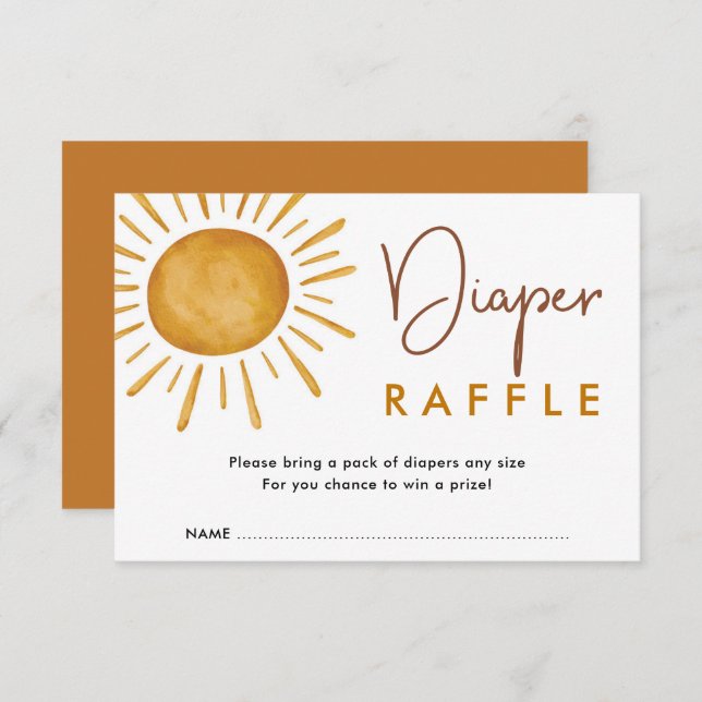Burnt Orange Boho Sunshine Diaper Raffle Enclosure Card (Front/Back)