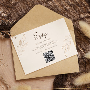 Burnt Orange Boho Wedding RSVP QR Code Card