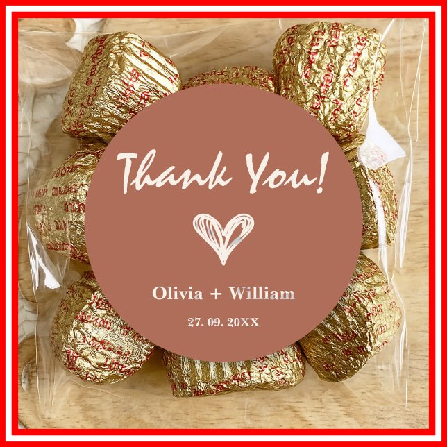 Burnt Orange Boho Wedding Thank You Classic Round Sticker (Creator Uploaded)