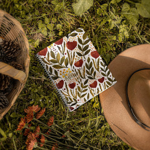 Burnt orange botanical floral illustration  notebook