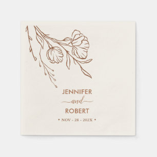 Burnt Orange Botanical Simple Elegant Wedding Napkin