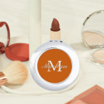 Burnt Orange Bridesmaid Initial and Name Compact Mirror<br><div class="desc">A personalized compact mirror for your wedding bridesmaid that has her initial and name on a trendy,  burnt orange colour background. Edit to replace initial and name. Select your compact mirror style.</div>