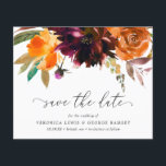 Burnt Orange Burgundy Budget Wedding Save the Date<br><div class="desc">Rustic boho floral budget wedding Save the Date featuring a watercolor painted floral bouquet with warm and earthy shades of burnt orange,  terracotta and deep burgundy along with some greenery.  This elegant Save the Date with the rich shades of autumn is great for a fall wedding.</div>